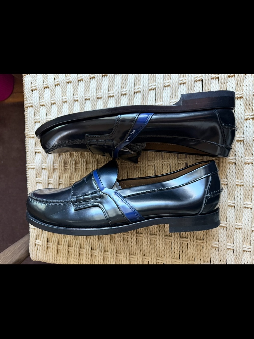 AUTH LUXURY PRADA PENNY LOAFER SHOES 2DG100 BLACK LEATHER US 9.5 - Picture 6 of 9
